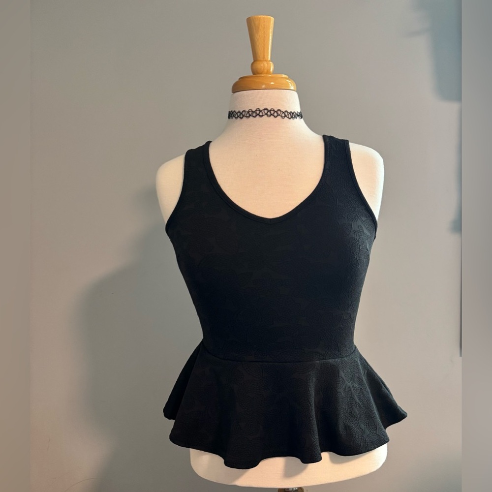 Topshop Black Peplum Tank Top